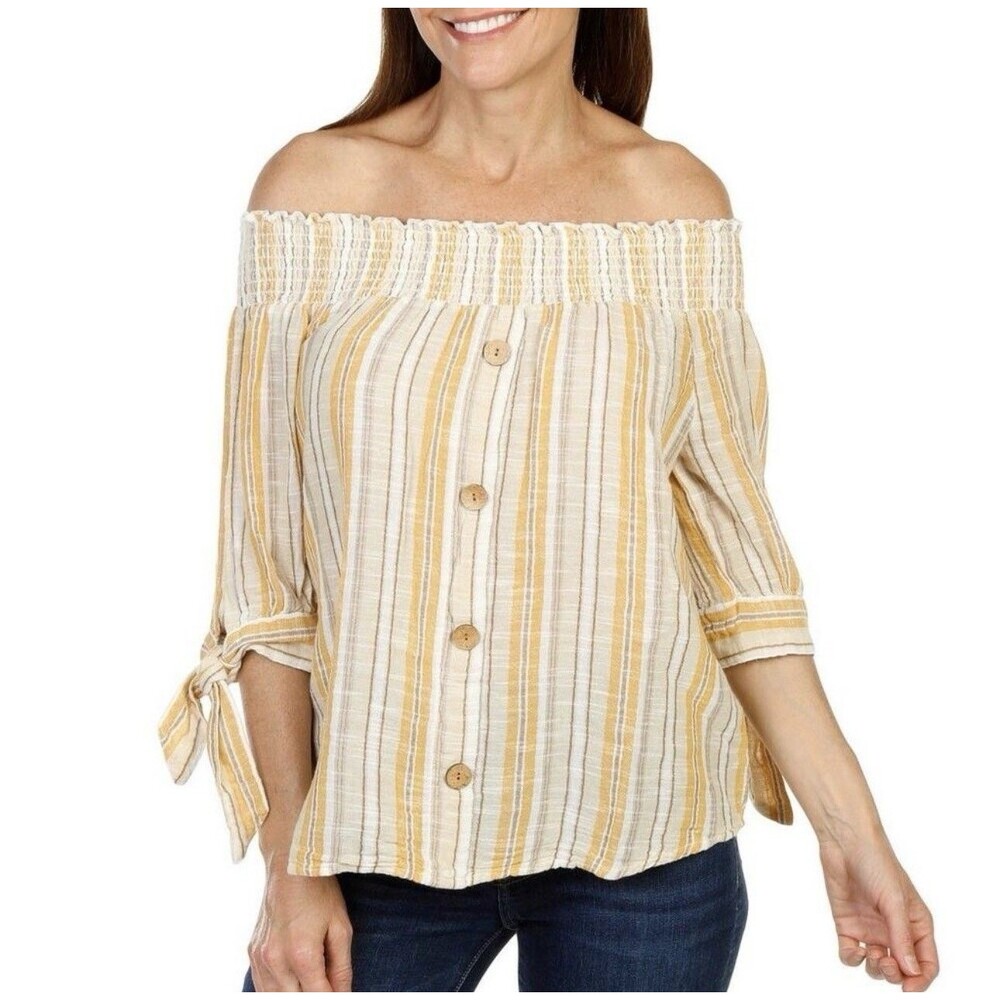 Unique Spectrum Smocked Tunic Top Blouse Womens 3X Summer Boho Cottage Prairie